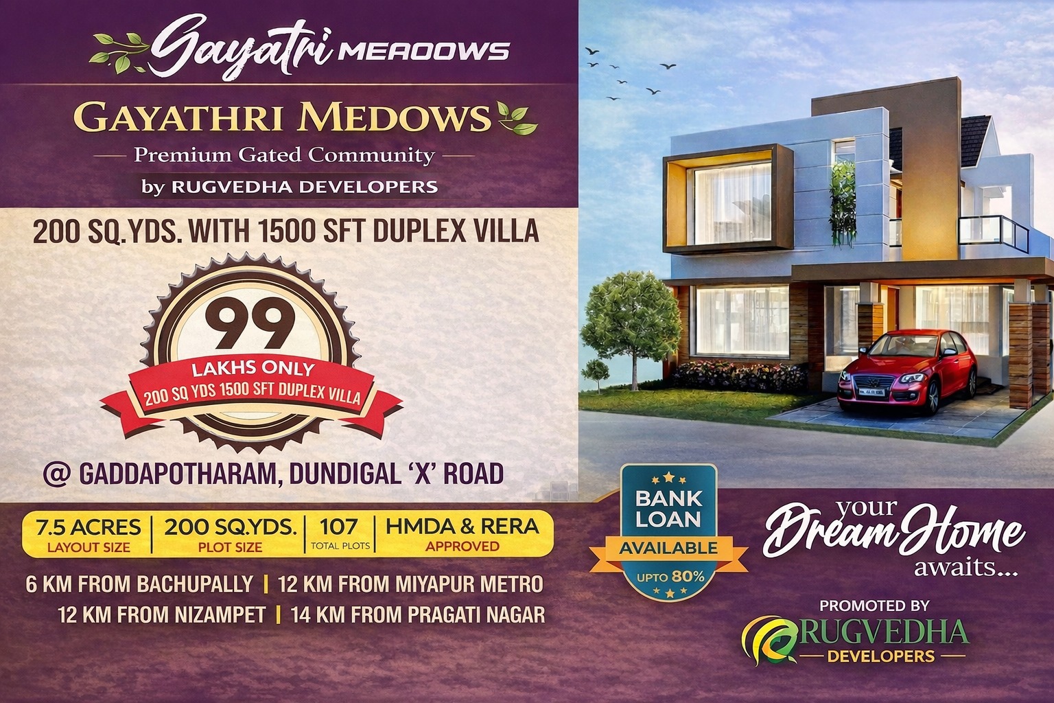 3 BHK Kothi / Villa for Sale in Gaddapotharam, Telangana